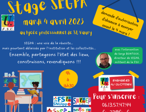 Stage de formation syndical SEGPA mardi 4 avril 2023