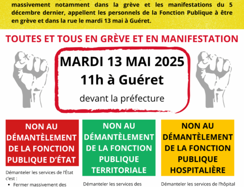 Le 13 mai, en grève et en manifestation pour la Fonction Publique en Creuse !